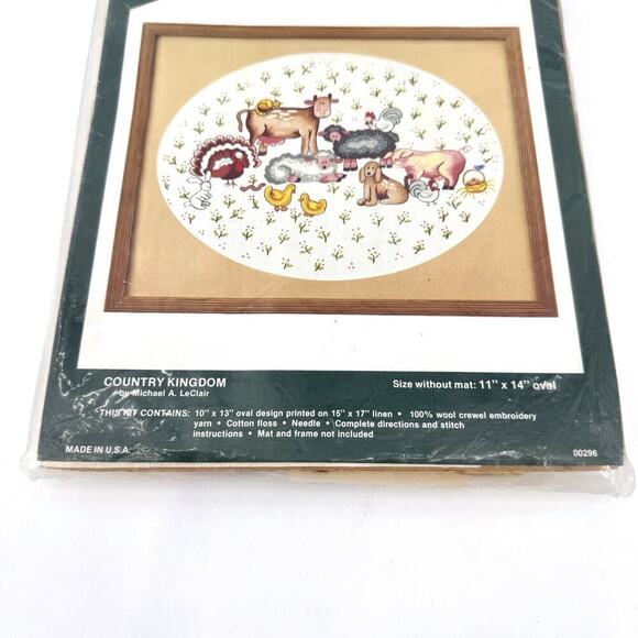Elsa Williams Crewel Embroidery Kit “Country Kingdom” Farm Animal Linen Wool NEW - Picture 7 of 7